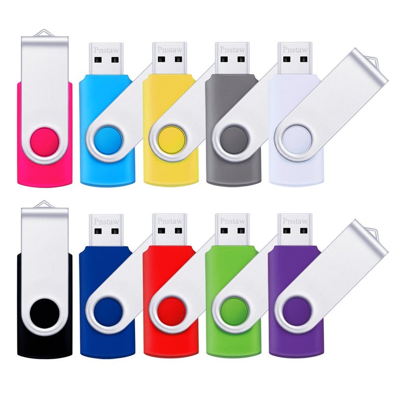 Pnstaw (NOT 512GB) Flash Drive 512MB USB 2.0 10 Pack Swivel Blank Memory Stick Pnstaw Bulk Thumb Drive Pen Drives Jump Drive for Data Storage, File Sharing(10 Pack,Multi-Color) (512MB) - Image 1